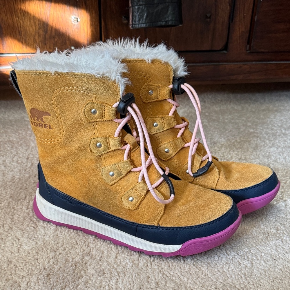 Sorel Mustard and Pink Kids' Boots